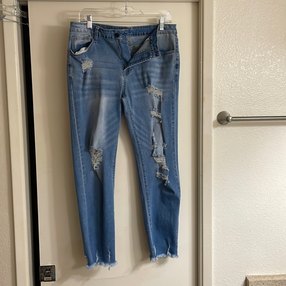 Skinny Jeans, worn look, size Large (8-10)